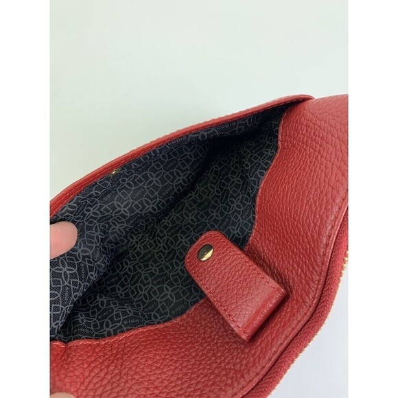 Lodis Red Pebble Leather Wristlet Bag Clutch Pouch Zip Purse Travel Phone Pocket - Picture 7 of 10